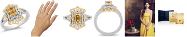 Enchanted Disney Fine Jewelry Citrine (7/8 ct. t.w.) & Diamond (1/5 ct. t.w.) Belle 30th Anniversary Ring in Sterling Silver & 14k Gold